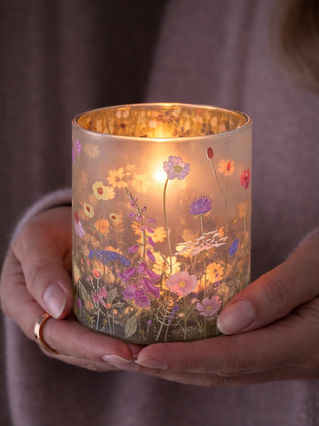 Ljuslykta - Blommor & Bin - Small - 8x7 cm