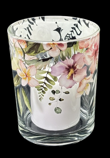 Ljuslykta - Vas - Blommor - Medium - 12,5x10 cm - 2