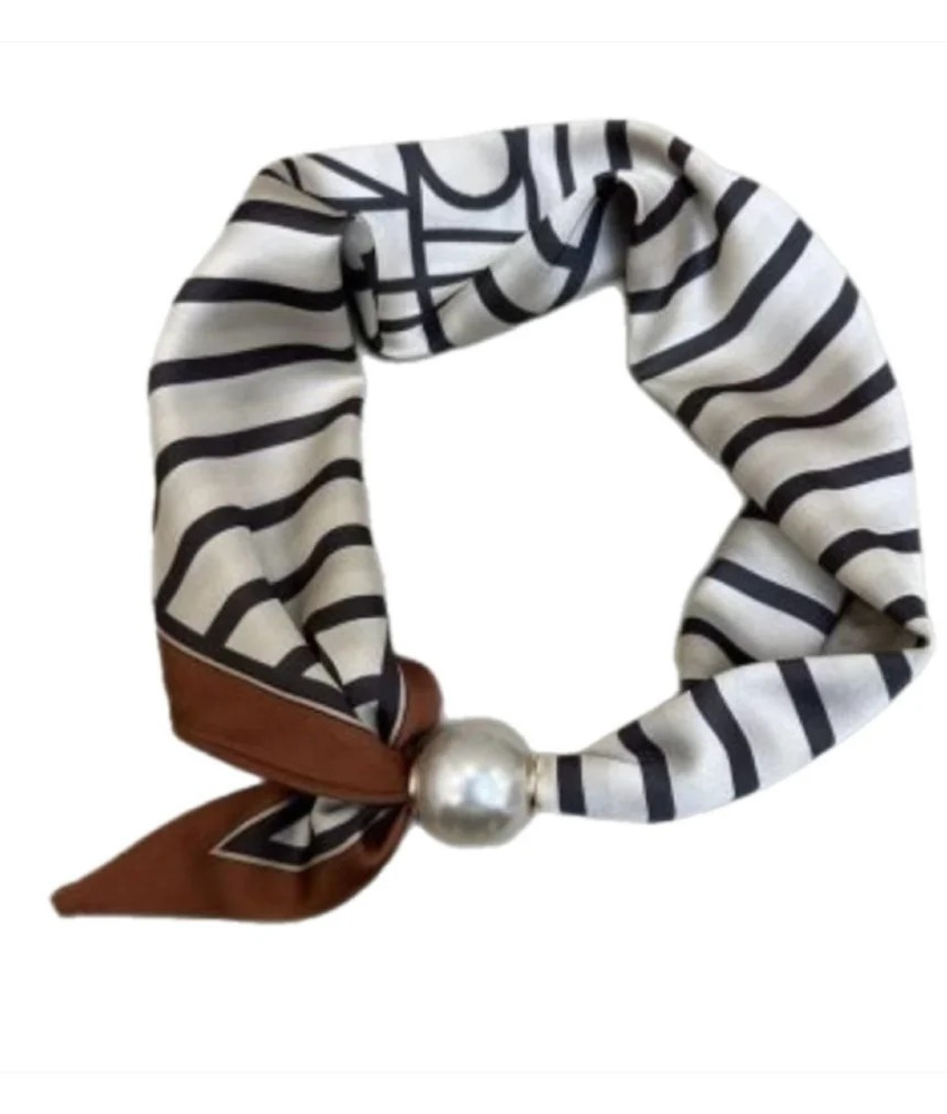 Chloe Scarf Magnetic Pearl - Stripe/Brown - Tim & Simonsen
