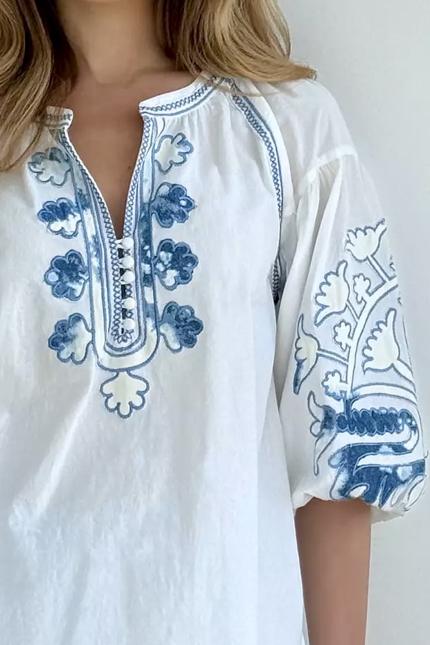 Rose And Rose - Cherry Top White With Denim - 4