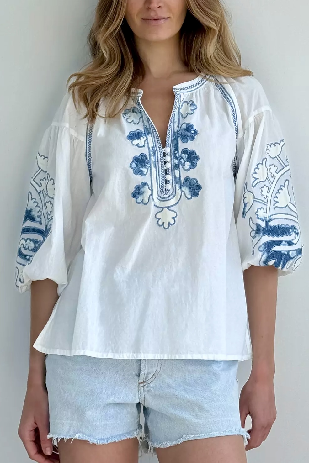 Rose And Rose - Cherry Top White With Denim