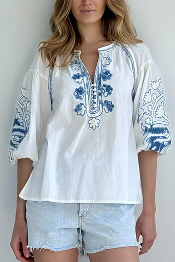 Rose And Rose - Cherry Top White With Denim