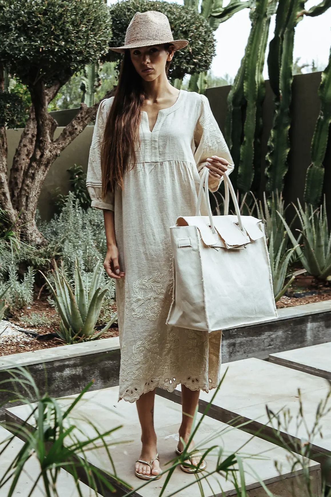 Rose And Rose - Large Canvas Bag Natural - 3