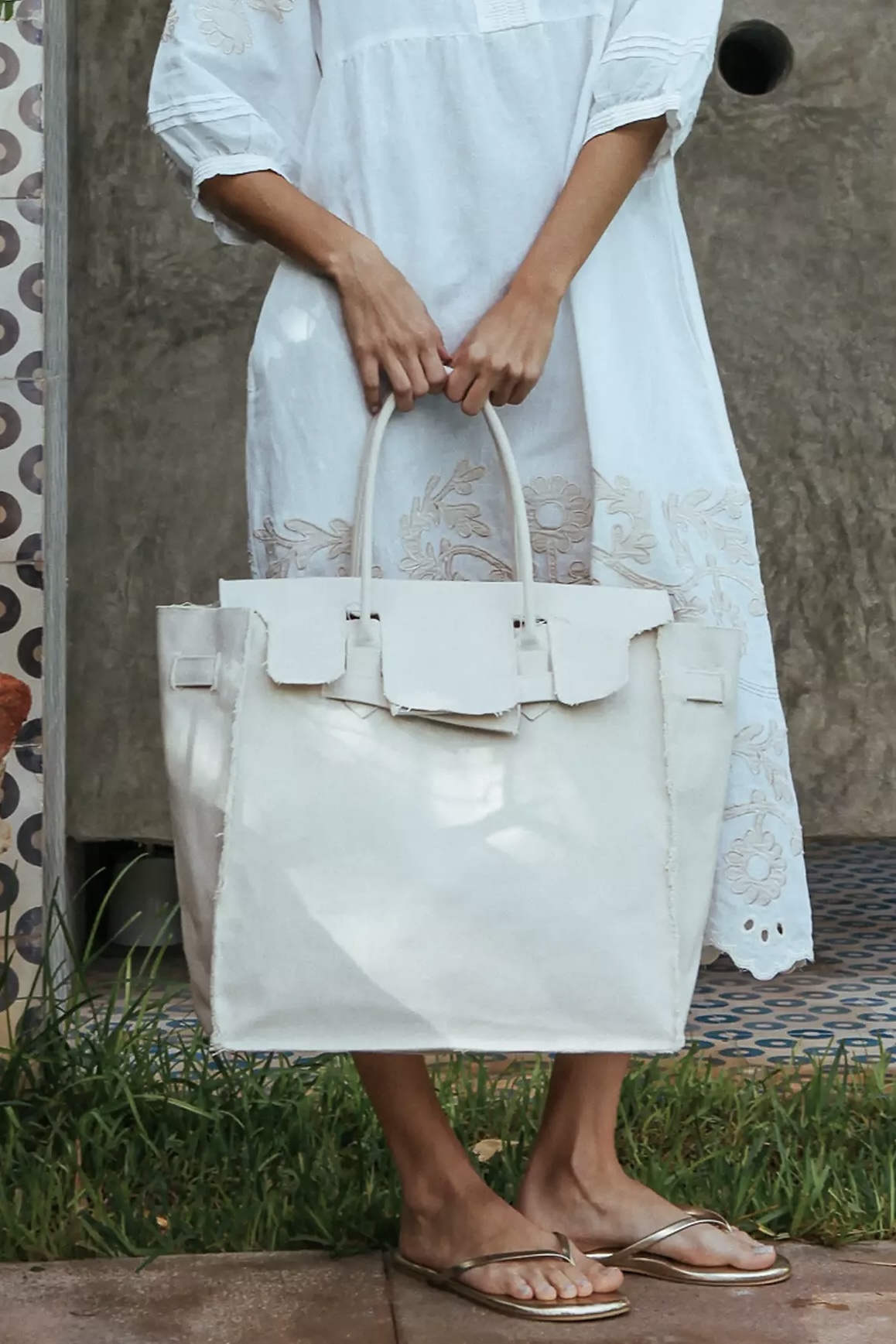 Rose And Rose - Large Canvas Bag Natural