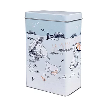 Mumin kaffeburk sommar – mumin plåtburk strandmotiv med Muminfamiljen & snäckor - 500 g