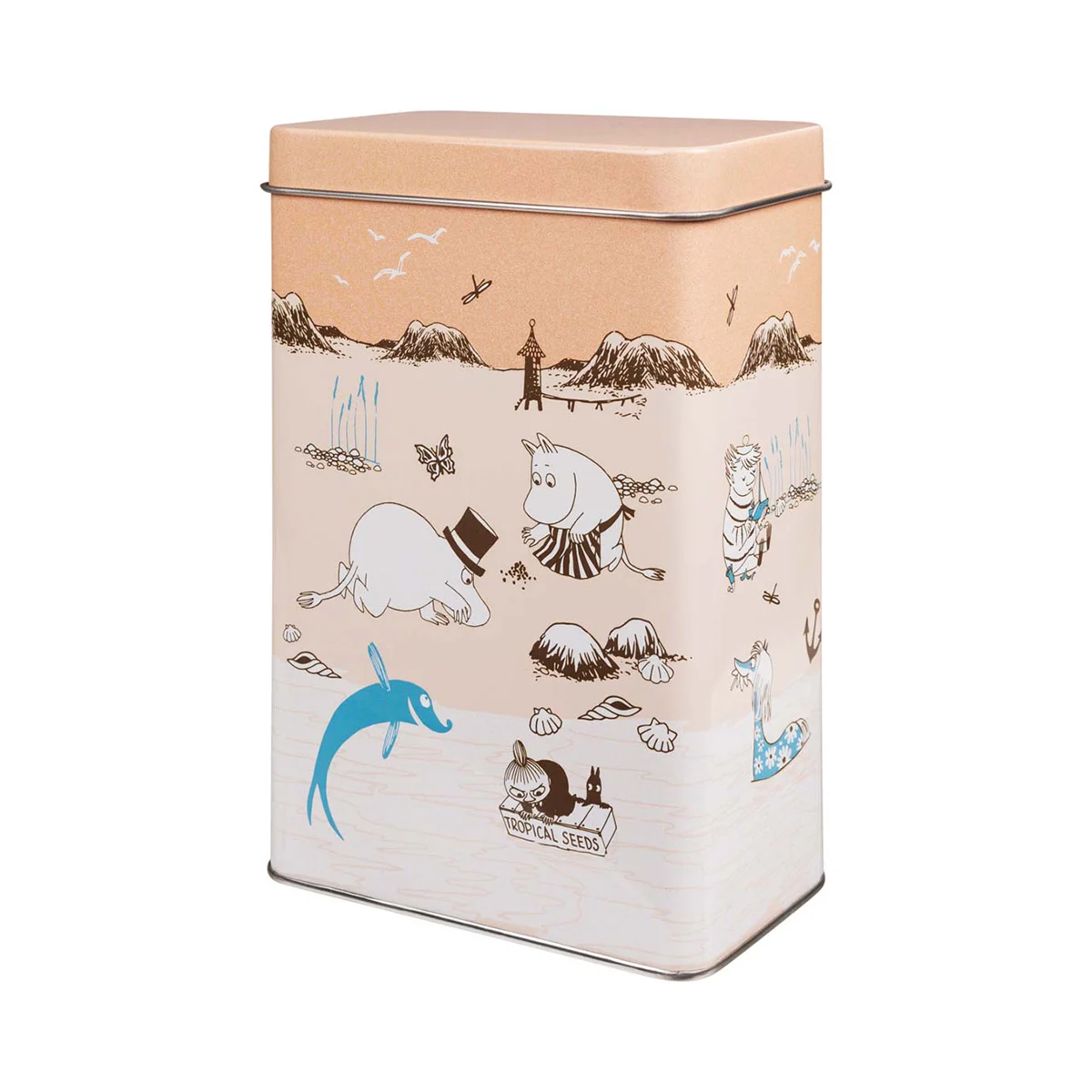 Moomin Coffee Tin Summer orange – Moomin Metal Tin Beach Design with the Moomin Family & Seashells – 500 g