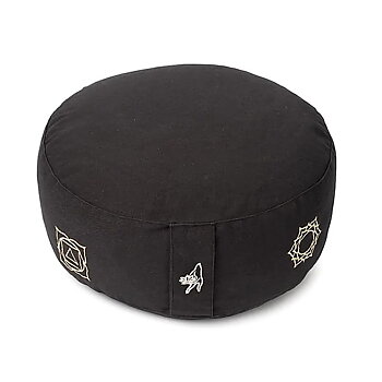 Meditationskudde svart 7 chakran ekologisk bomull (OCS)