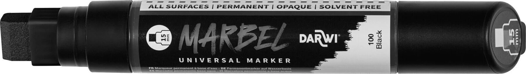 Marbel Universal Marker Rectangular Wide Tip 15mm Black N°100