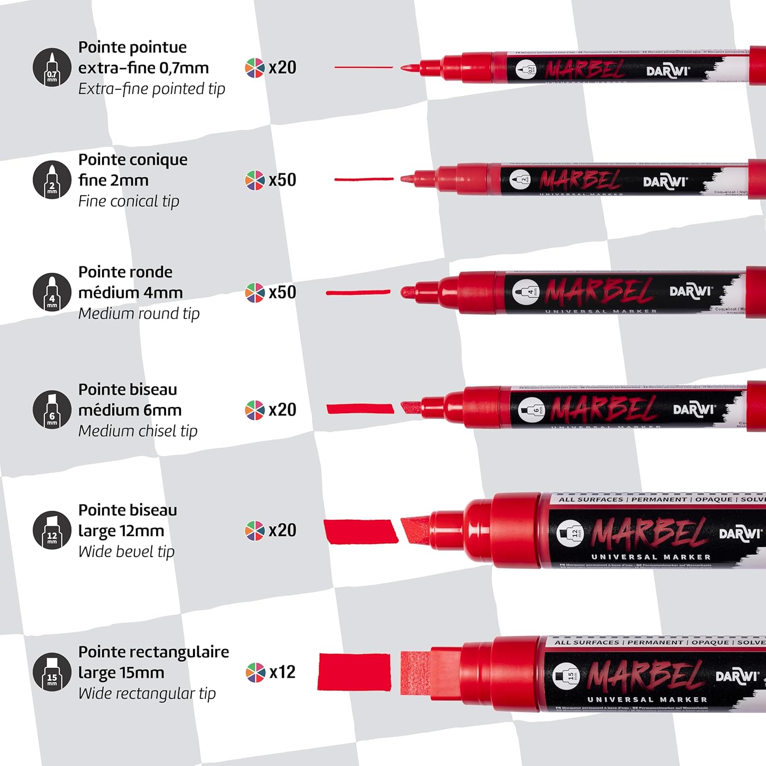 Marbel Universal Marker Extra Fine Pointed Tip 0,7mm White N°010 - 7