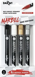 Marbel Set Of 4 Universal Markers Exra-Fine Pointed Tip 0,7mm