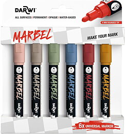 Marbel Set Of 6 Universal Markers Medium Round Tip 4mm Nature