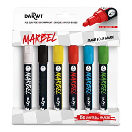 Marbel Set Of 6 Universal Markers Medium Round Tip 4mm Primary