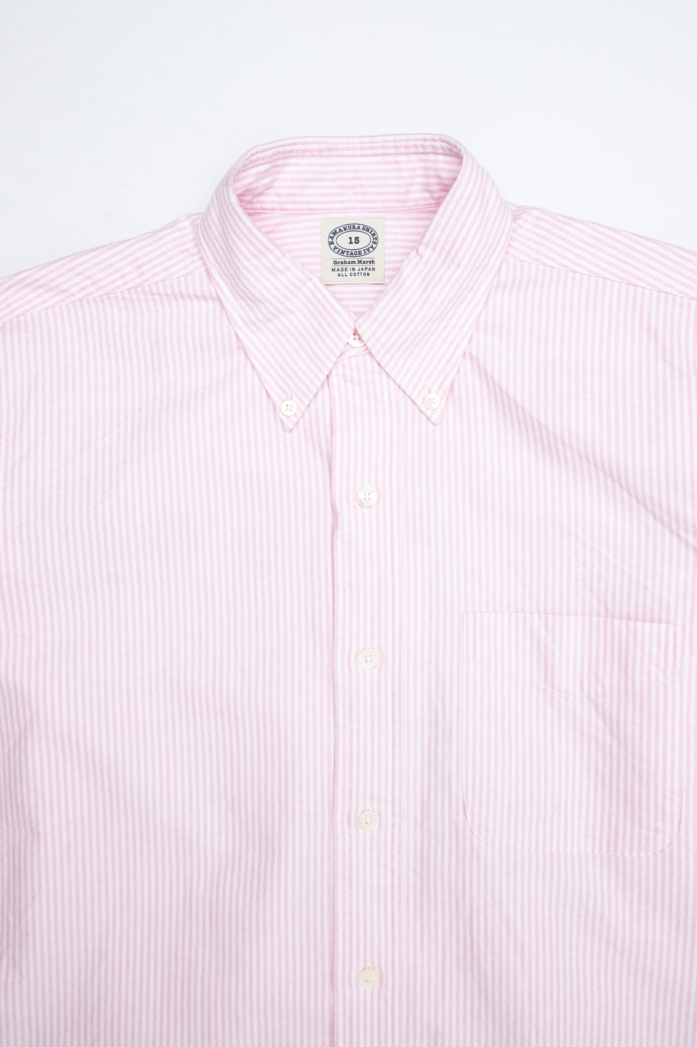 Kamakura - Vintage Ivy Fit Button Down Oxford Shirt Pink University Stripe - 4
