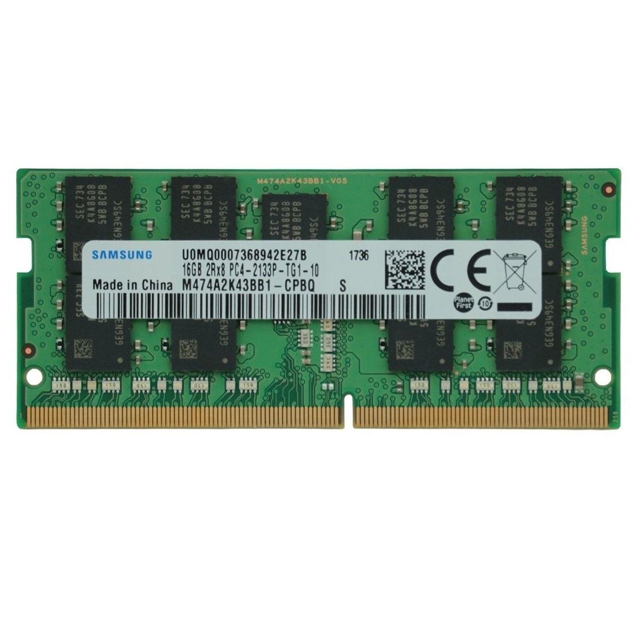 Begagnat 16GB DDR4 (1x16GB) Samsung SODIMM Server ECC 2Rx8 PC4-2133P 2133MHz RAM Minne M474A2K43BB1-CPBQ