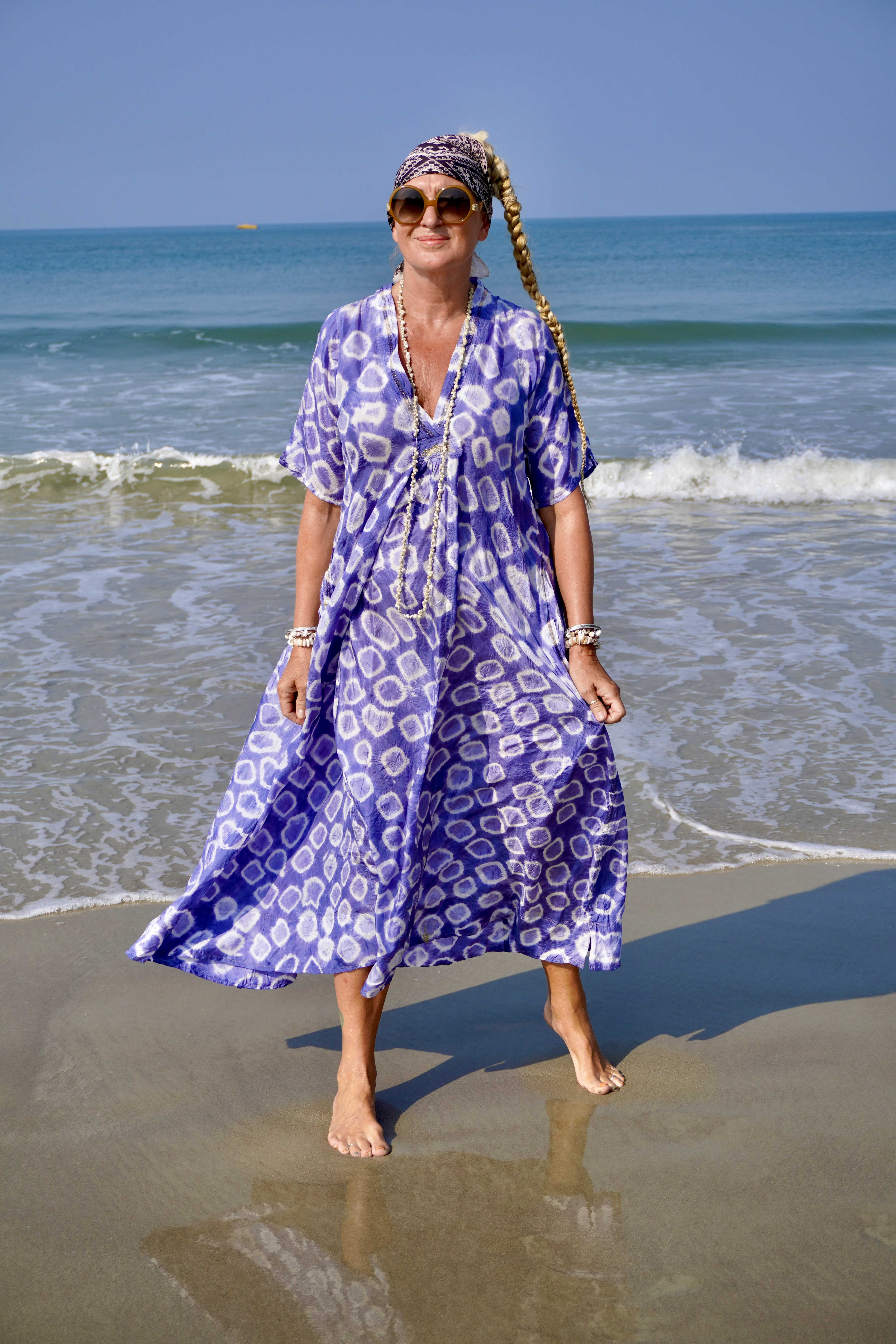 ROSIE PAPI MAXI SILK BATIK DRESS PAPI BLUE  - 5