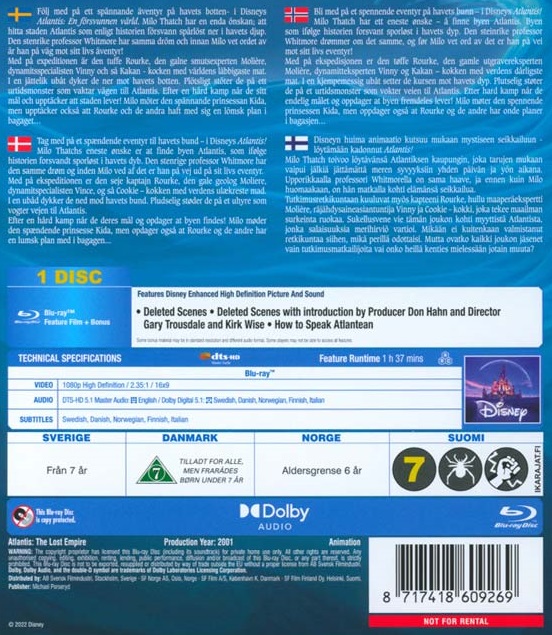 Atlantis - En Försvunnen Värld (Disney) (Blu-ray) - 2