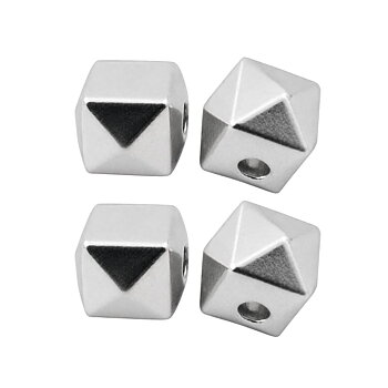 Facetterade silverfärgade kubpärlor 5 mm, 20 st