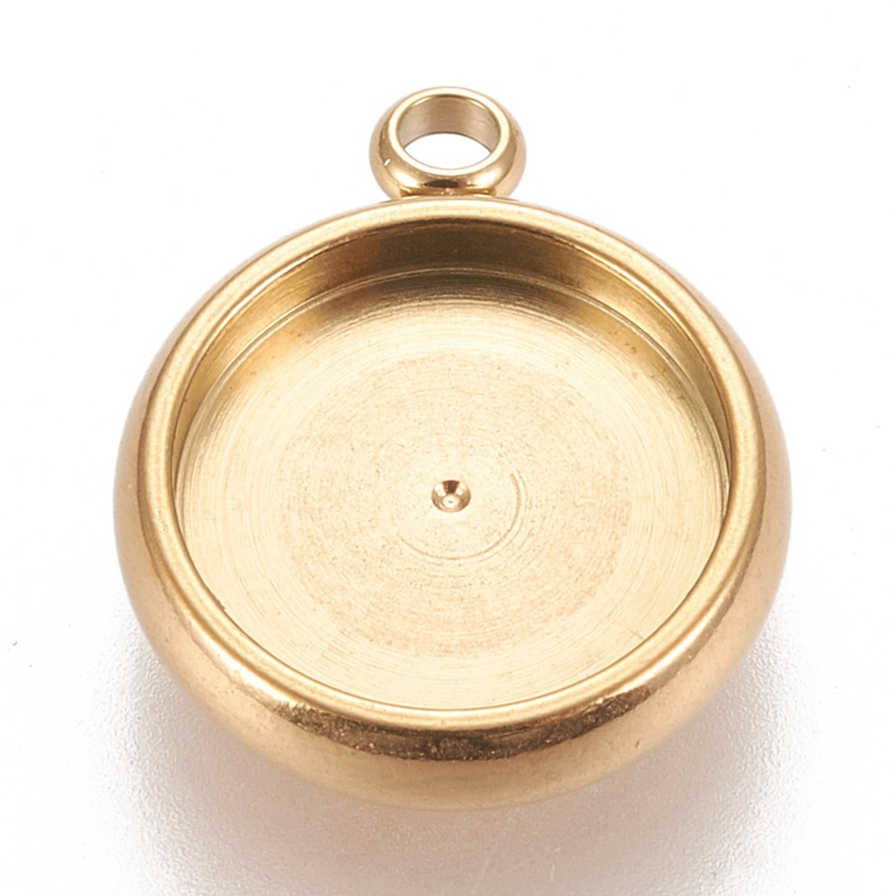 Cabochonfäste med rundad kant guld 4st