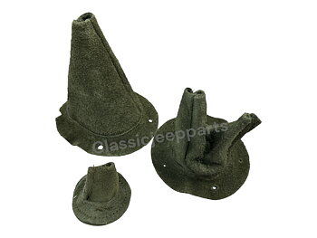 Läderdamask set för gaspedal och växelspakar “OLIVE DRAB” mockaskinn