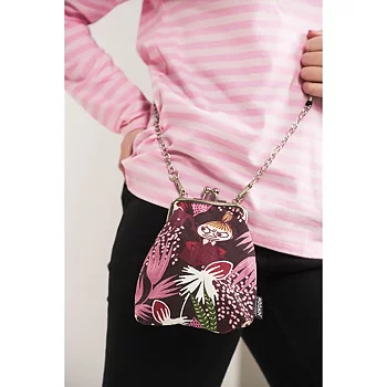 Lilla My axelremsväska – Mumin mobilväska Lilla My mörkröd Vinssi blommor 