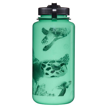 Nalgene - Glow In The Dark Black Turtle Wide Mouth 1 Liter Självlysande Vattenflaska