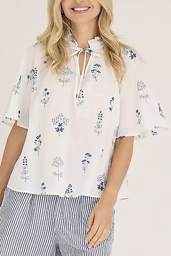 A-View -Agnelia Blouse White/Blue