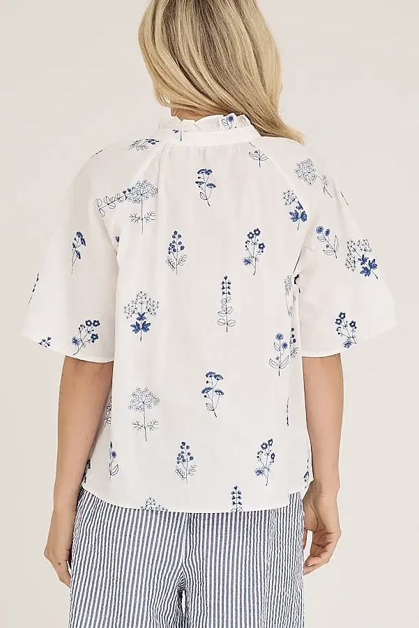 A-View -Agnelia Blouse White/Blue - 2
