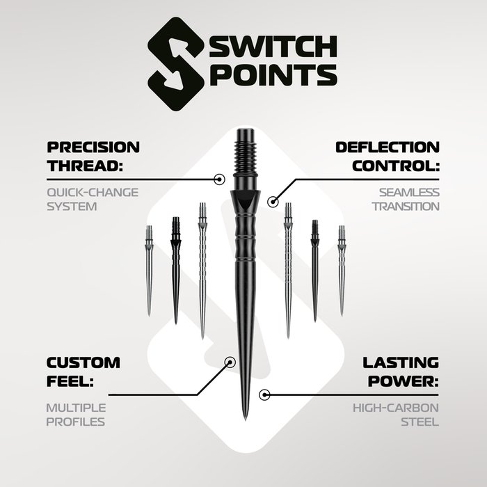 Winmau Switch Points - Smooth Silver - 5