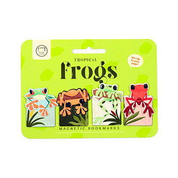Magnetiskt Bokmärkesset med 4 bokmärken Tropical Frogs - Grodor - Display med 24 st