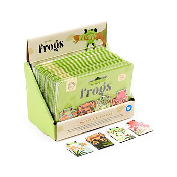 Magnetiskt Bokmärkesset med 4 bokmärken Tropical Frogs - Grodor - Display med 24 st