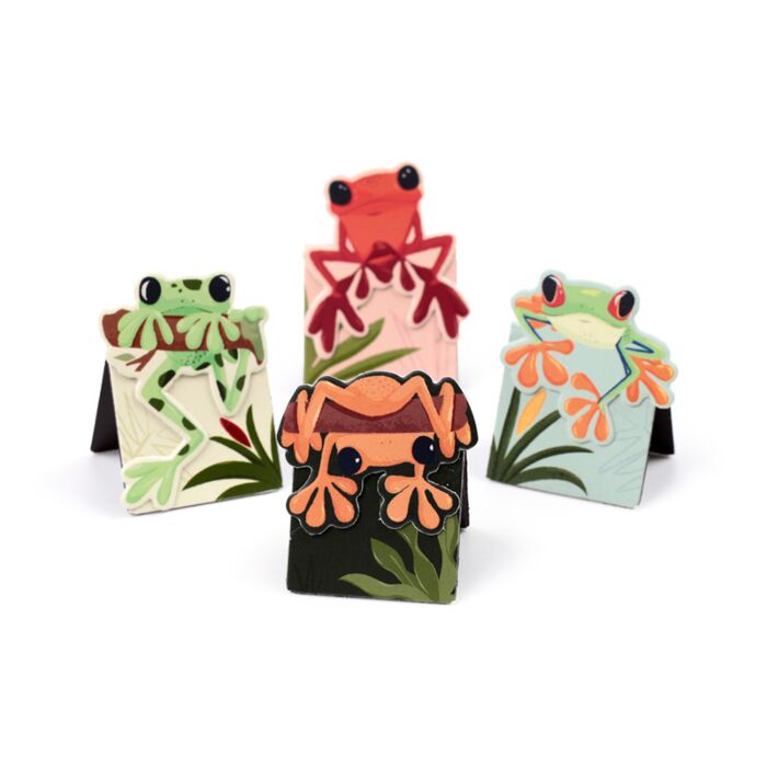 Magnetiskt Bokmärkesset med 4 bokmärken Tropical Frogs - Grodor - Display med 24 st - 3