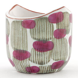 Mari Simmulson (Djungel 1953) Oval Bowl with Green/Cerise Decor 7,5 cm