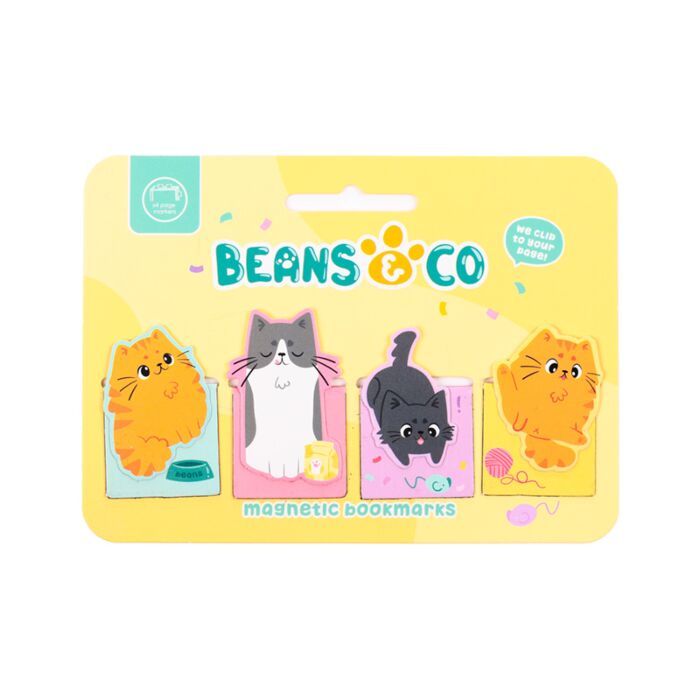 Magnetiskt Bokmärkesset med 4 bokmärken Beans & Co Cats Katt - Display med 24 st - 2