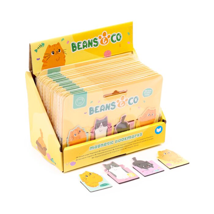 Magnetiskt Bokmärkesset med 4 bokmärken Beans & Co Cats Katt - Display med 24 st