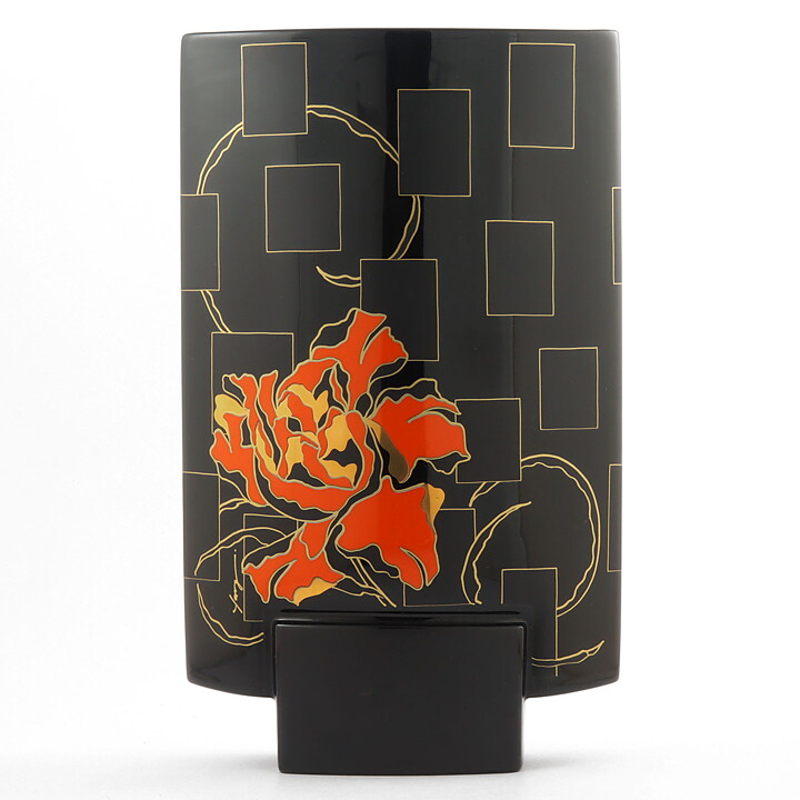 Yang (1993) Black Modern Vase Orange/Golden Decor 29 cm