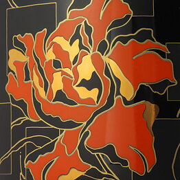 Yang (1993) Black Modern Vase Orange/Golden Decor 29 cm