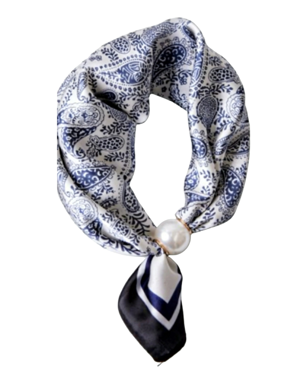 Scarf Chloe med magnet mönstrad blå/vit