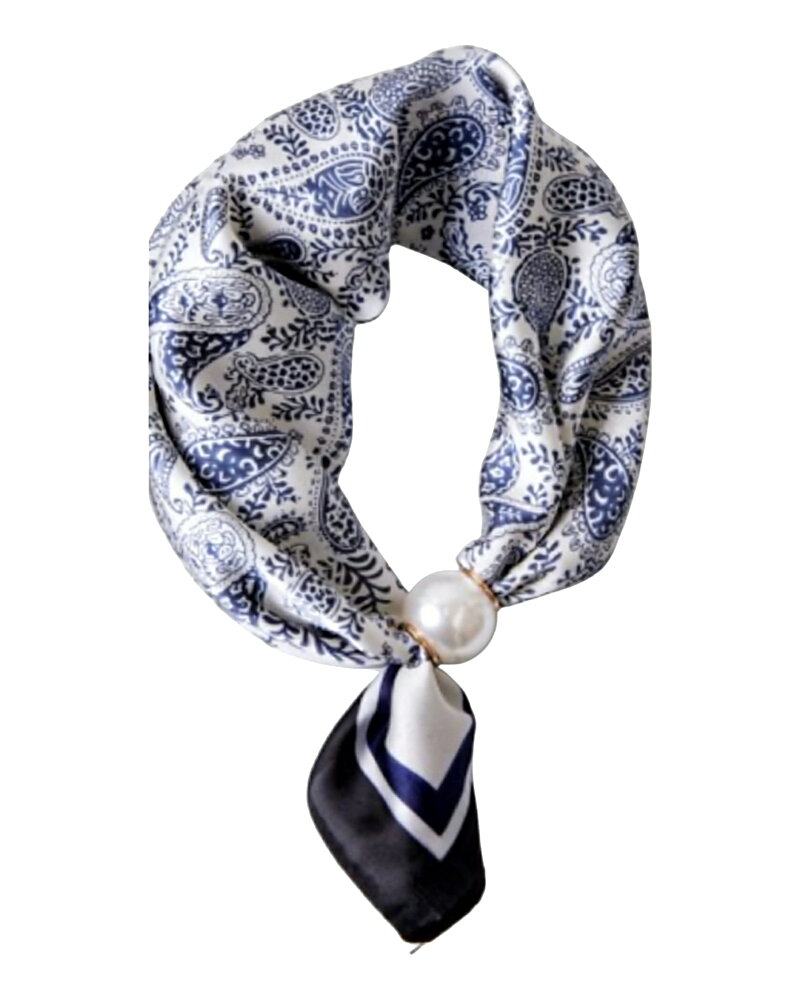 Scarf Chloe med magnet mönstrad blå/vit