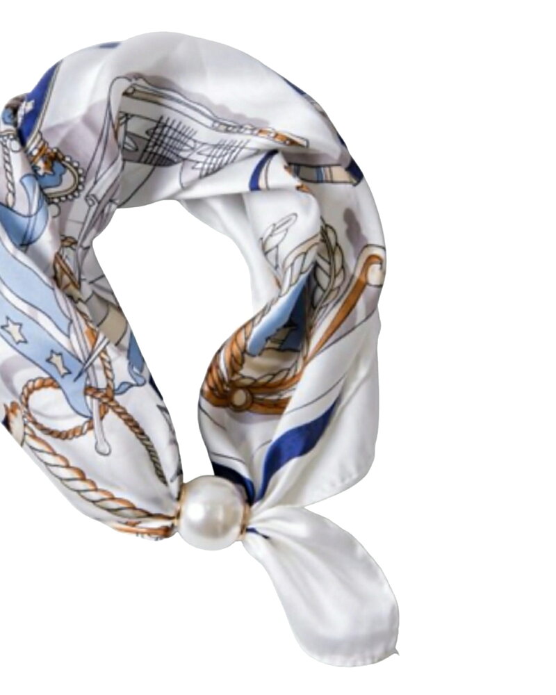 Scarf Chloe med magnet rep blå/vit/beige