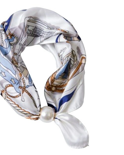 Scarf Chloe med magnet rep blå/vit/beige