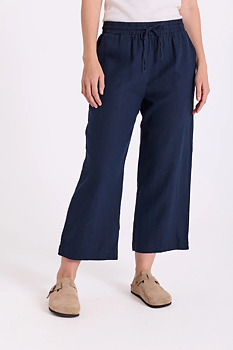 Freequent Lava 7/8 Linen Pants Navy