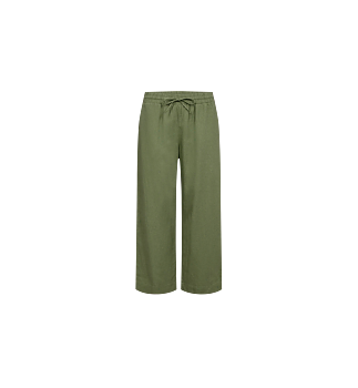 Freequent Lava 7/8 Linen Pants Green