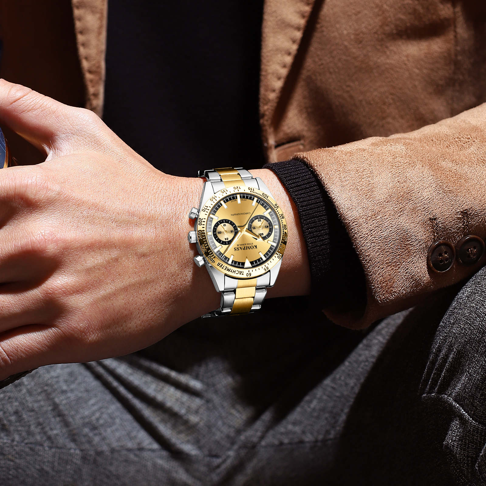 Kompass Airborne Chronograph Silver Gold - 7