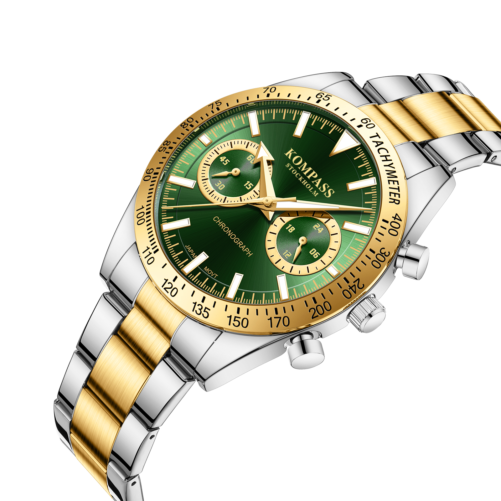 Kompass Airborne Chronograph Silver Gold Green - 2