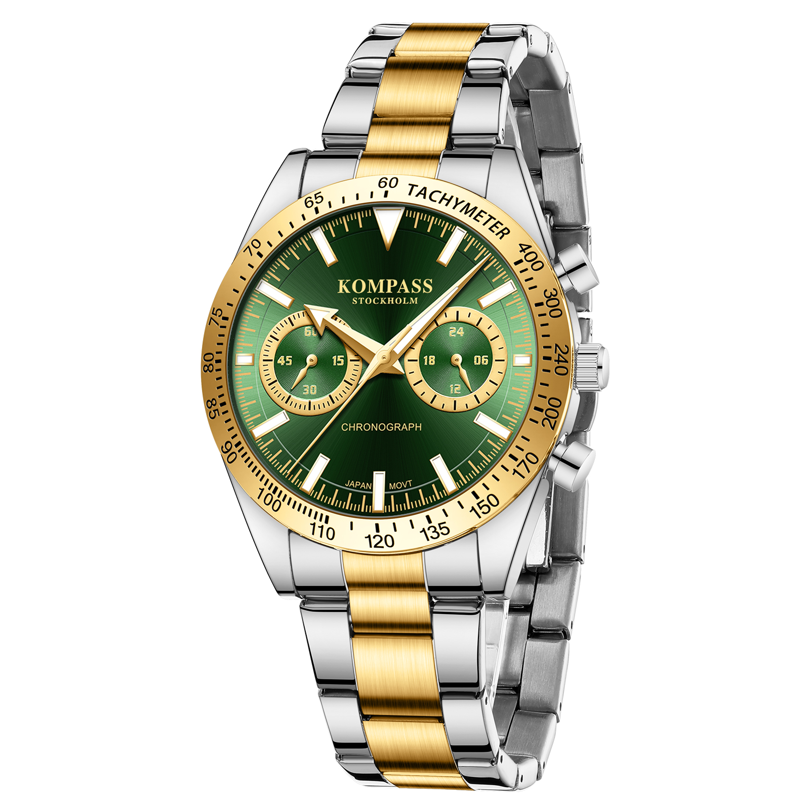 Kompass Airborne Chronograph Silver Gold Green - 3