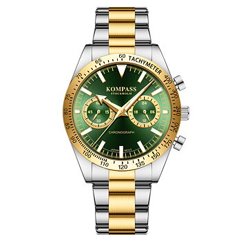Kompass Airborne Chronograph Silver Gold Green