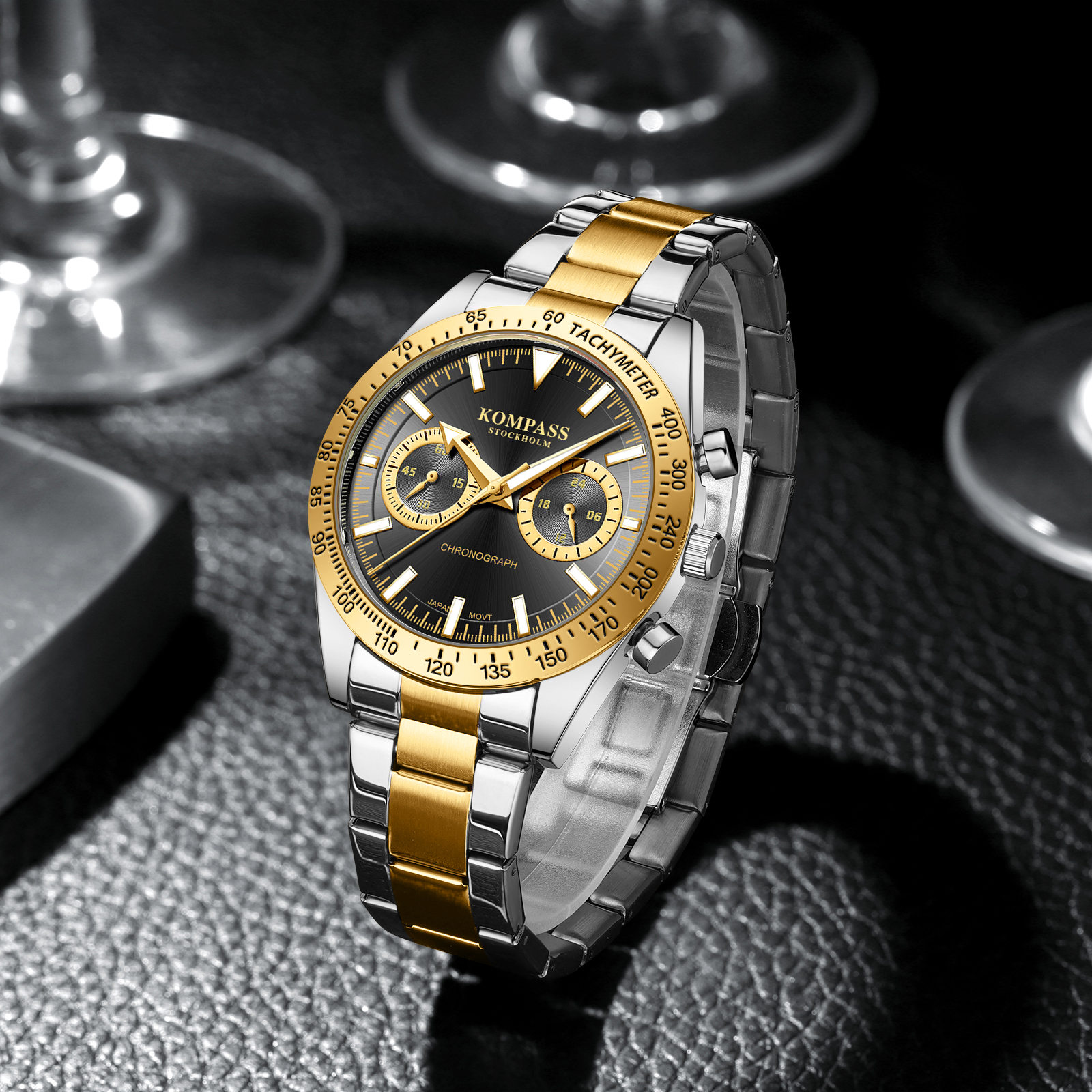 Kompass Airborne Chronograph Silver Gold Black - 6