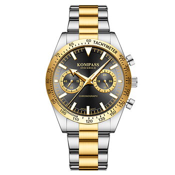 Kompass Airborne Chronograph Silver Gold Black