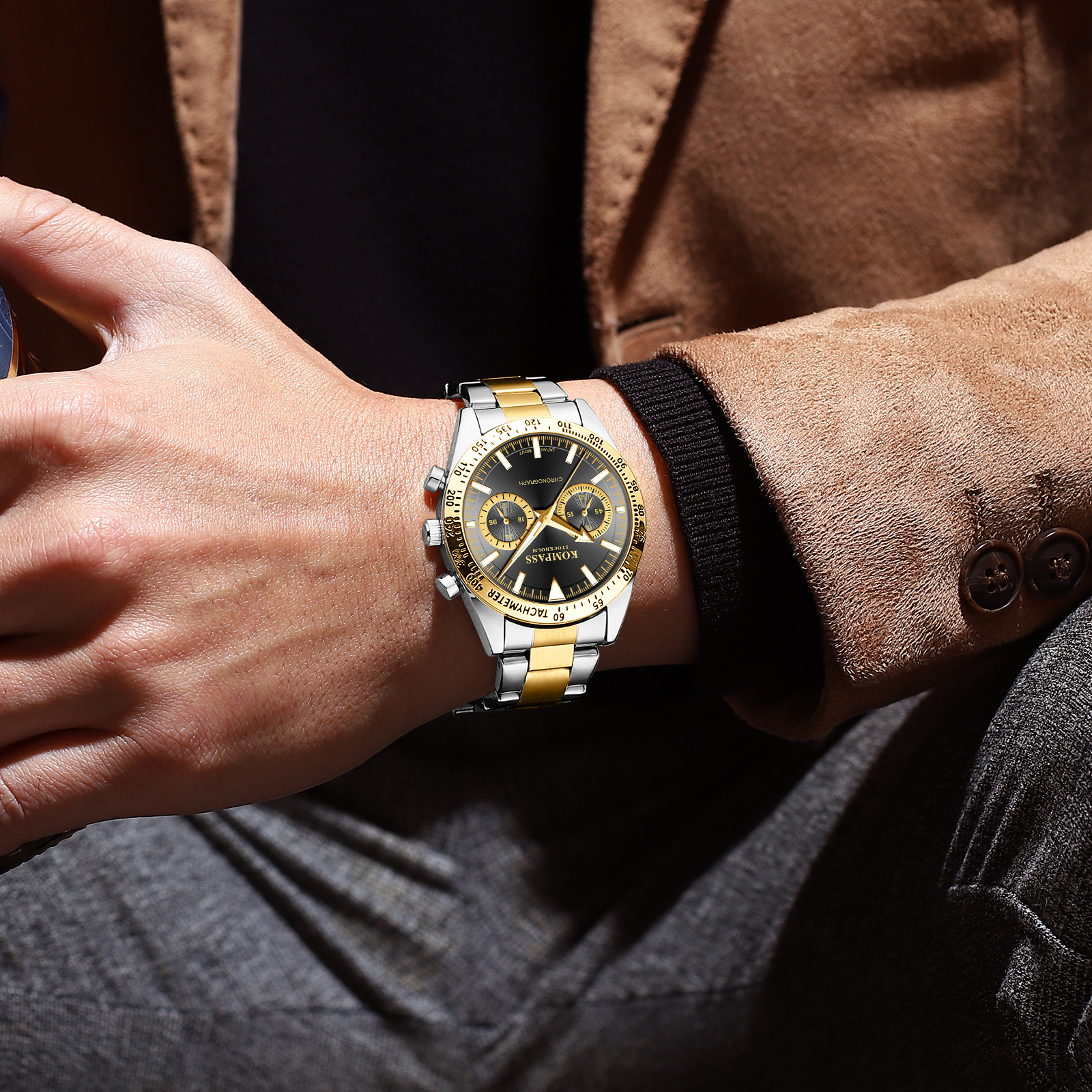 Kompass Airborne Chronograph Silver Gold Black - 7