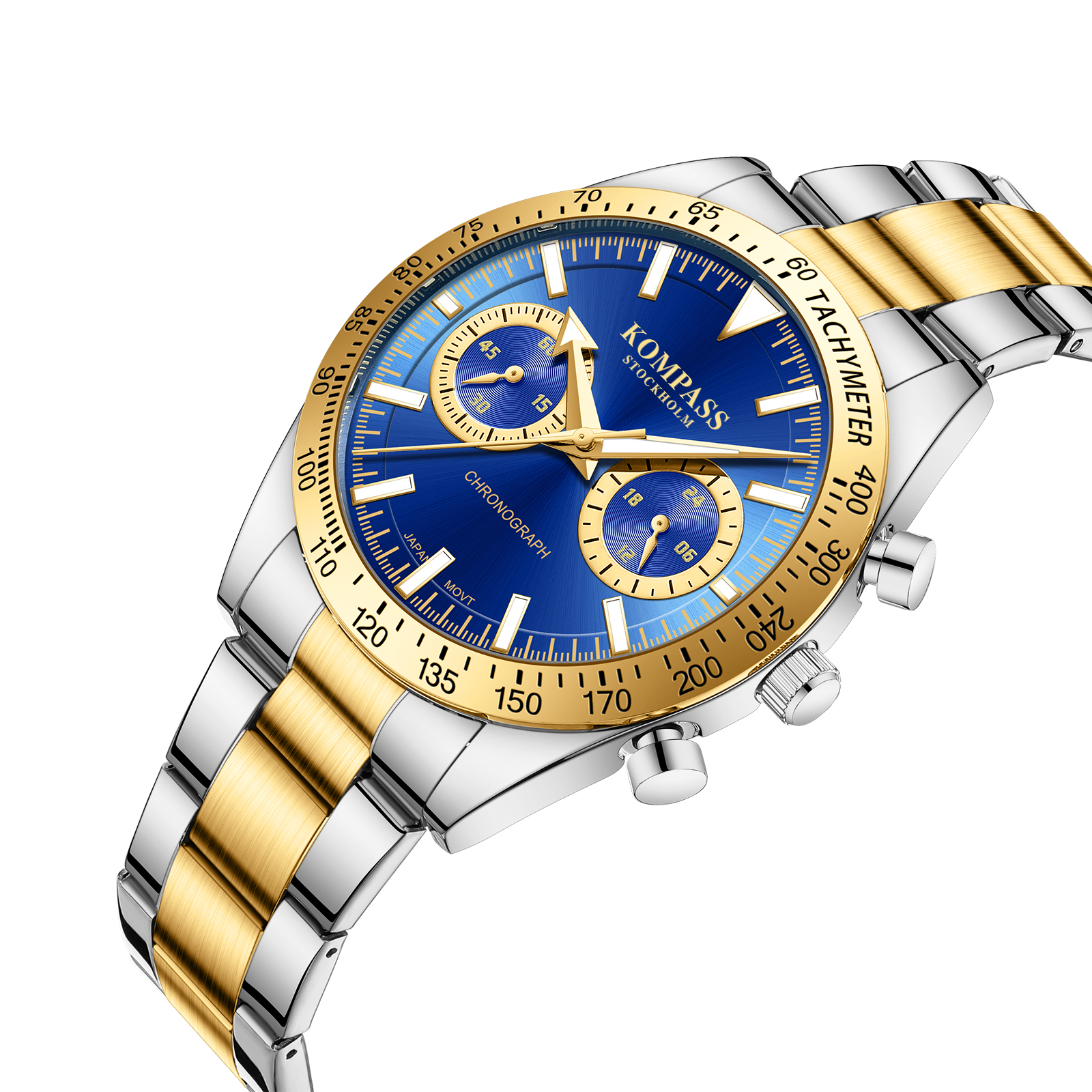 Kompass Airborne Chronograph Silver Gold Blue - 2